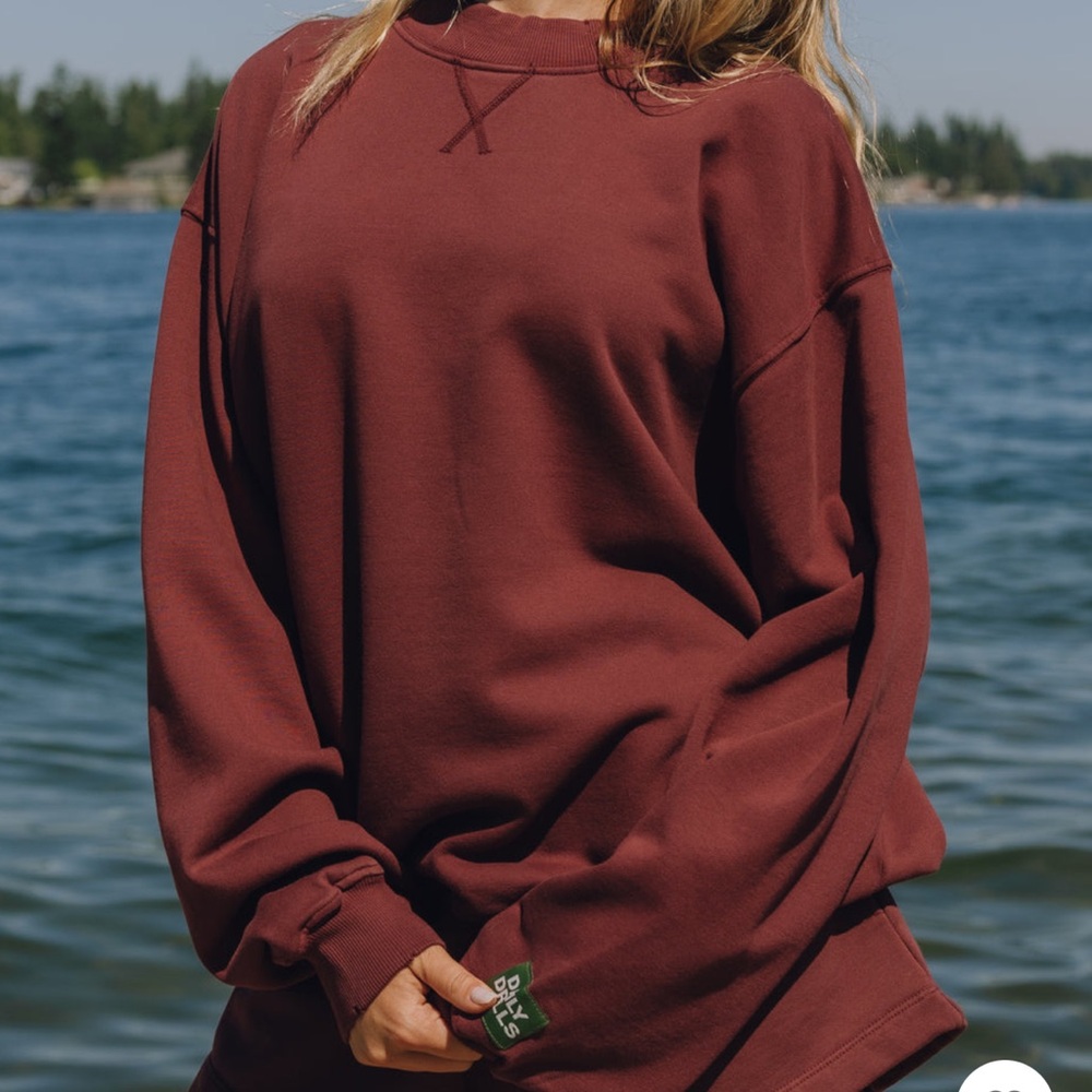 Daily Drills Oversized Crewneck Sweatshirt in Deep Brick